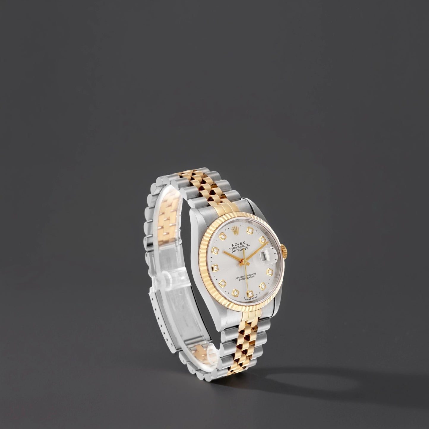 Rolex Datejust 36mm Steel Yellow Gold Slate Diamond Dial Watch