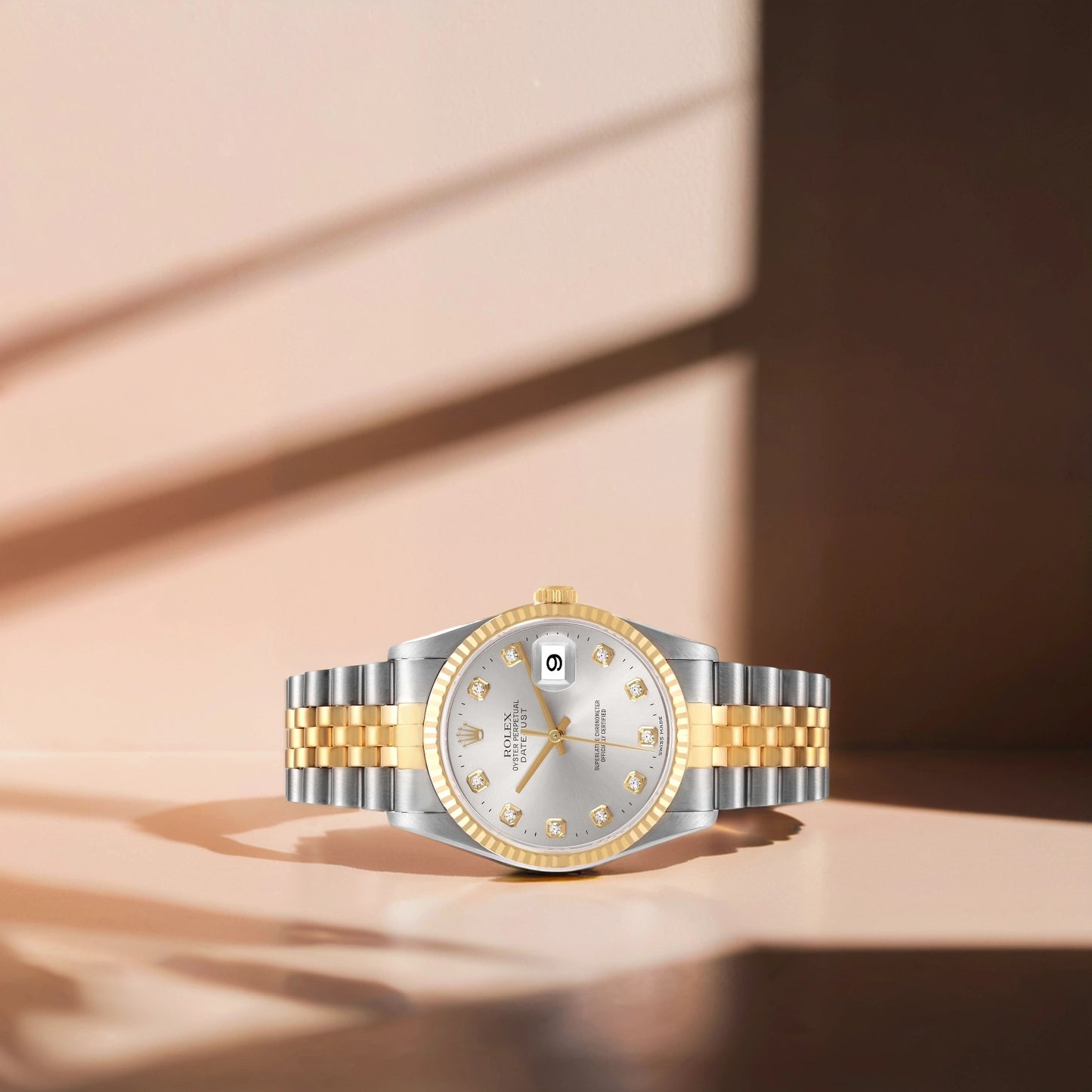 Rolex Datejust 36mm Steel Yellow Gold Slate Diamond Dial Watch