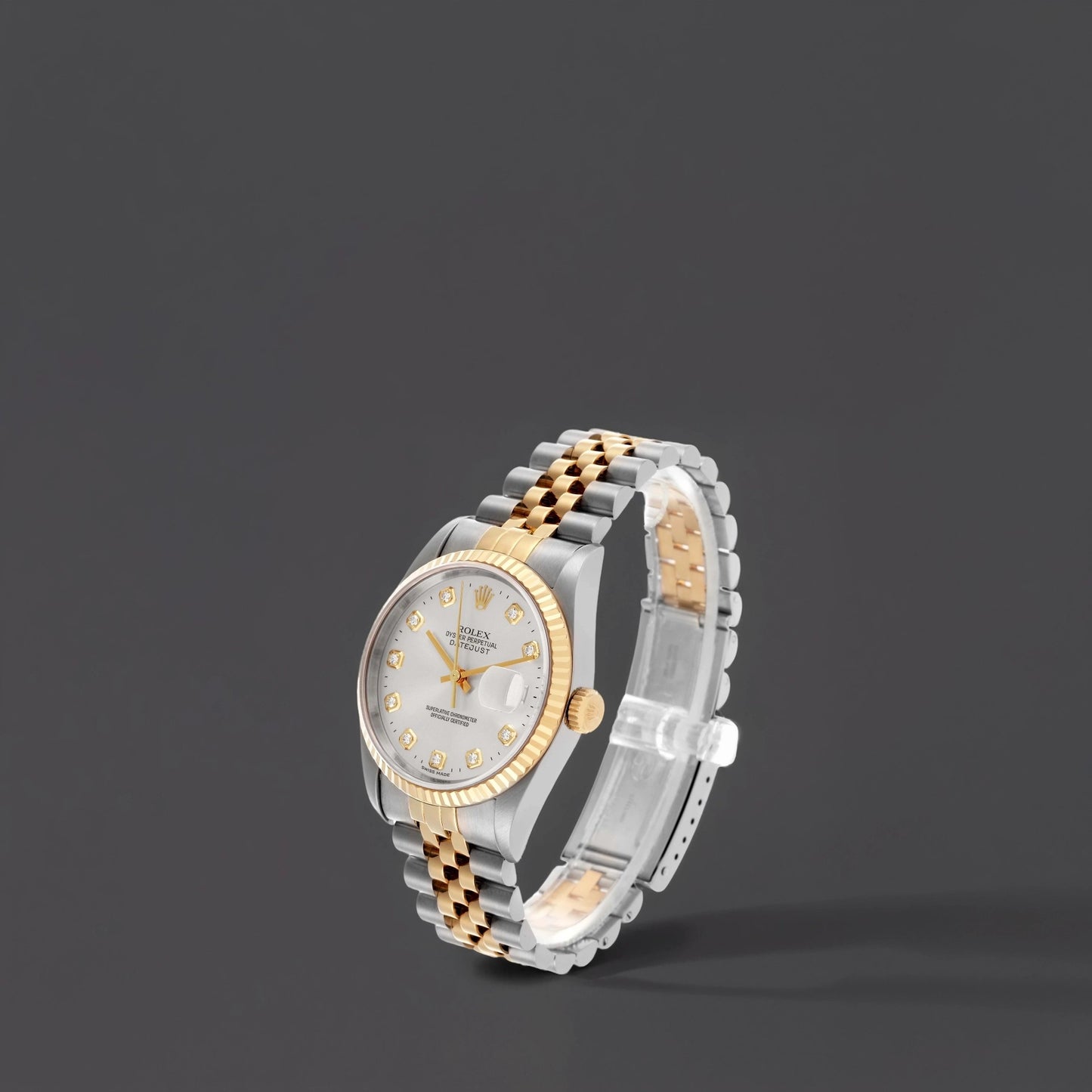 Rolex Datejust 36mm Steel Yellow Gold Slate Diamond Dial Watch