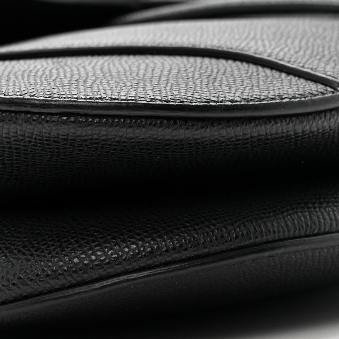 Grained Calfskin Saddle Bag Black