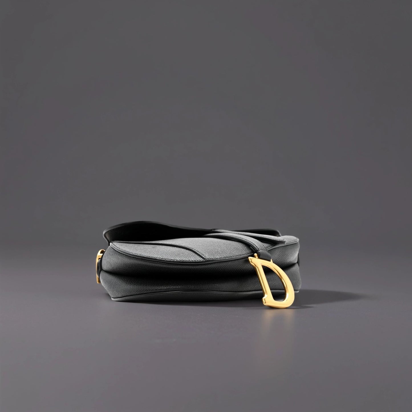 Grained Calfskin Saddle Bag Black