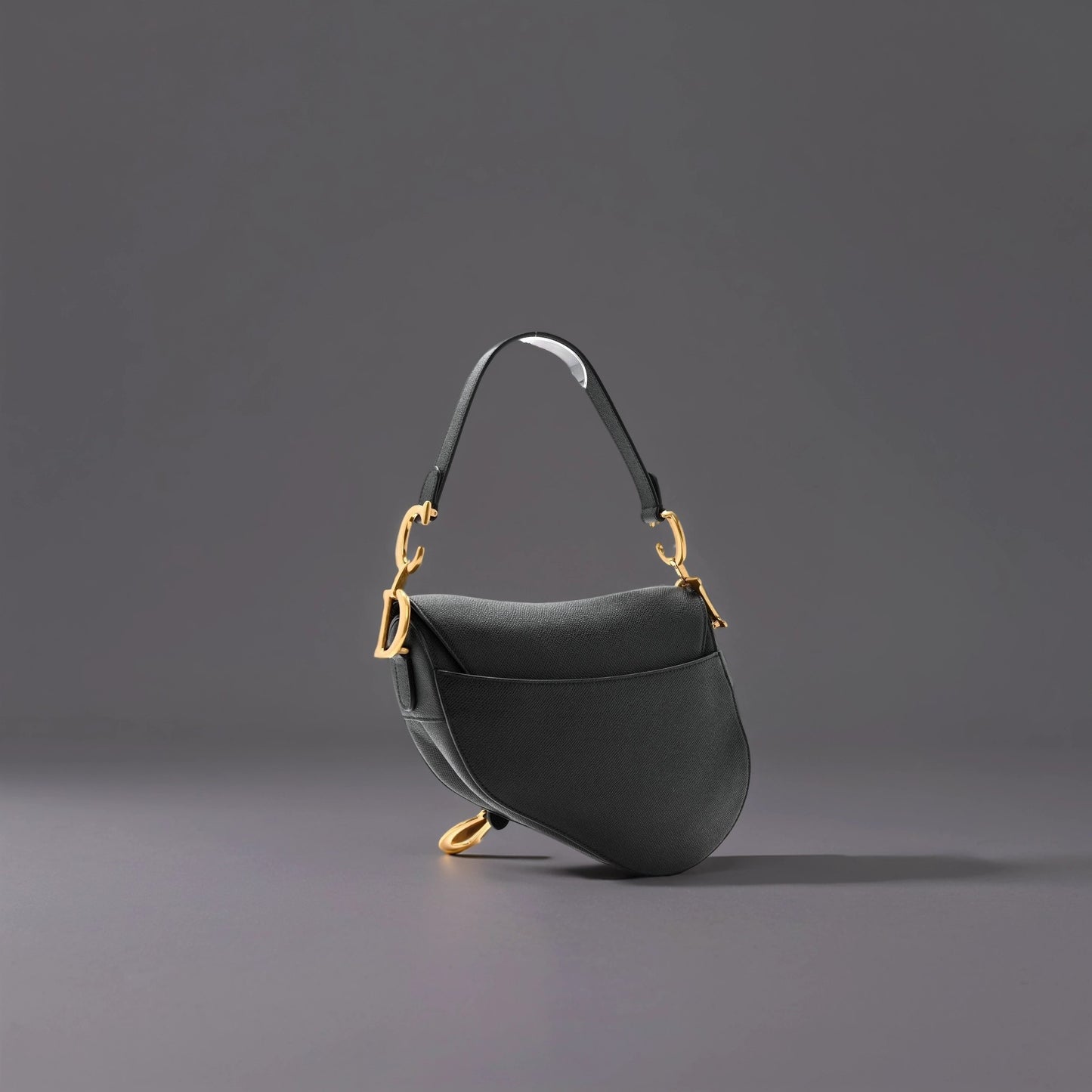 Grained Calfskin Saddle Bag Black