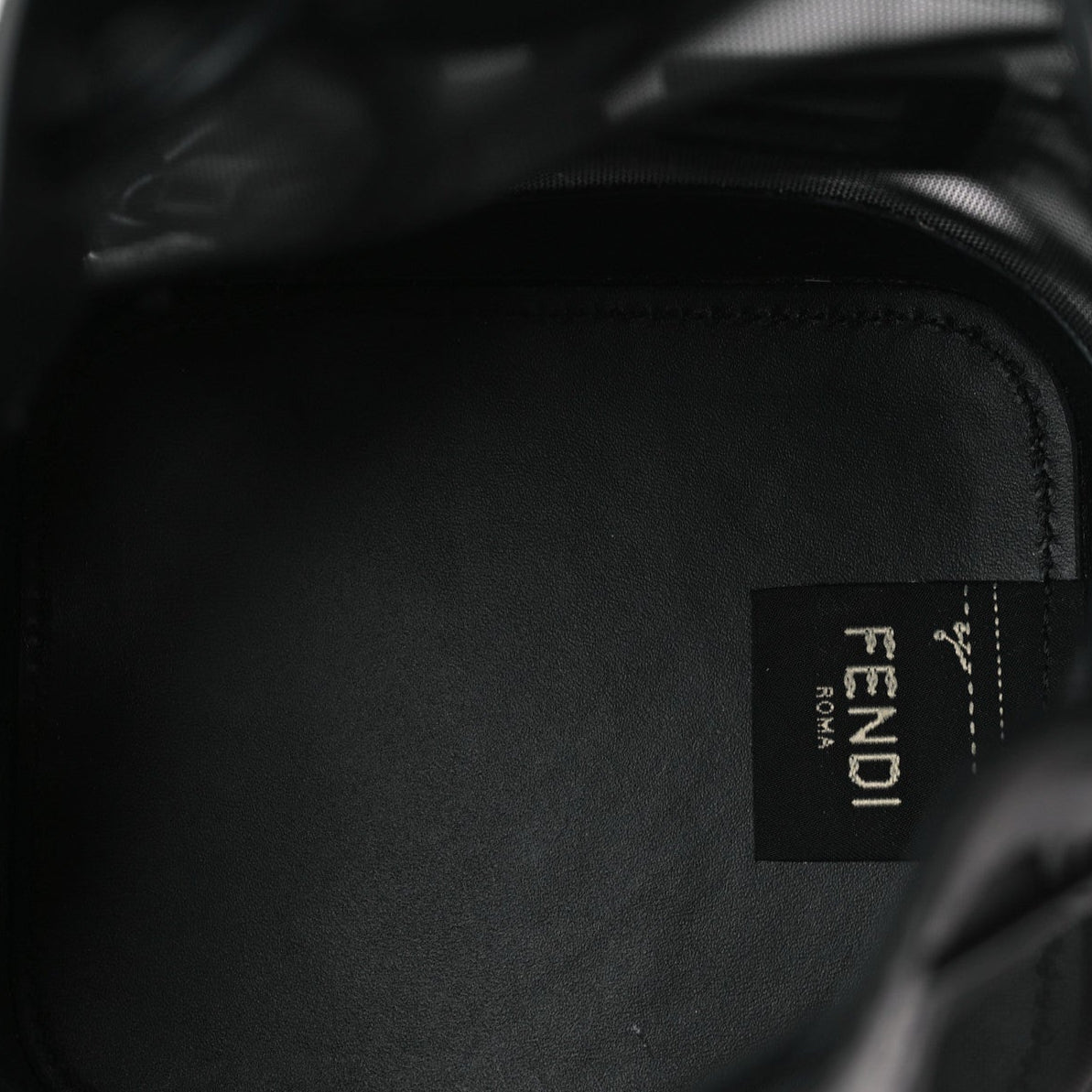 Mesh Vitello King F is Fendi Logo Embroidered Mini Mon Tresor Bucket Bag Black