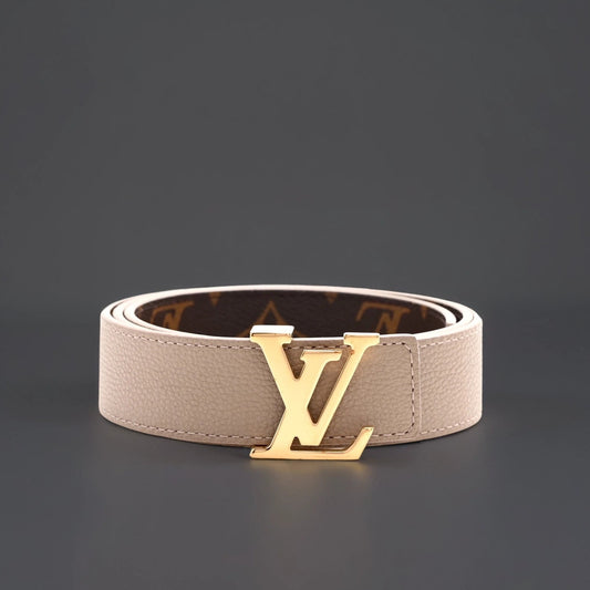 Calfskin Monogram 30mm LV Initiales Reversible Belt 90 36 Beige