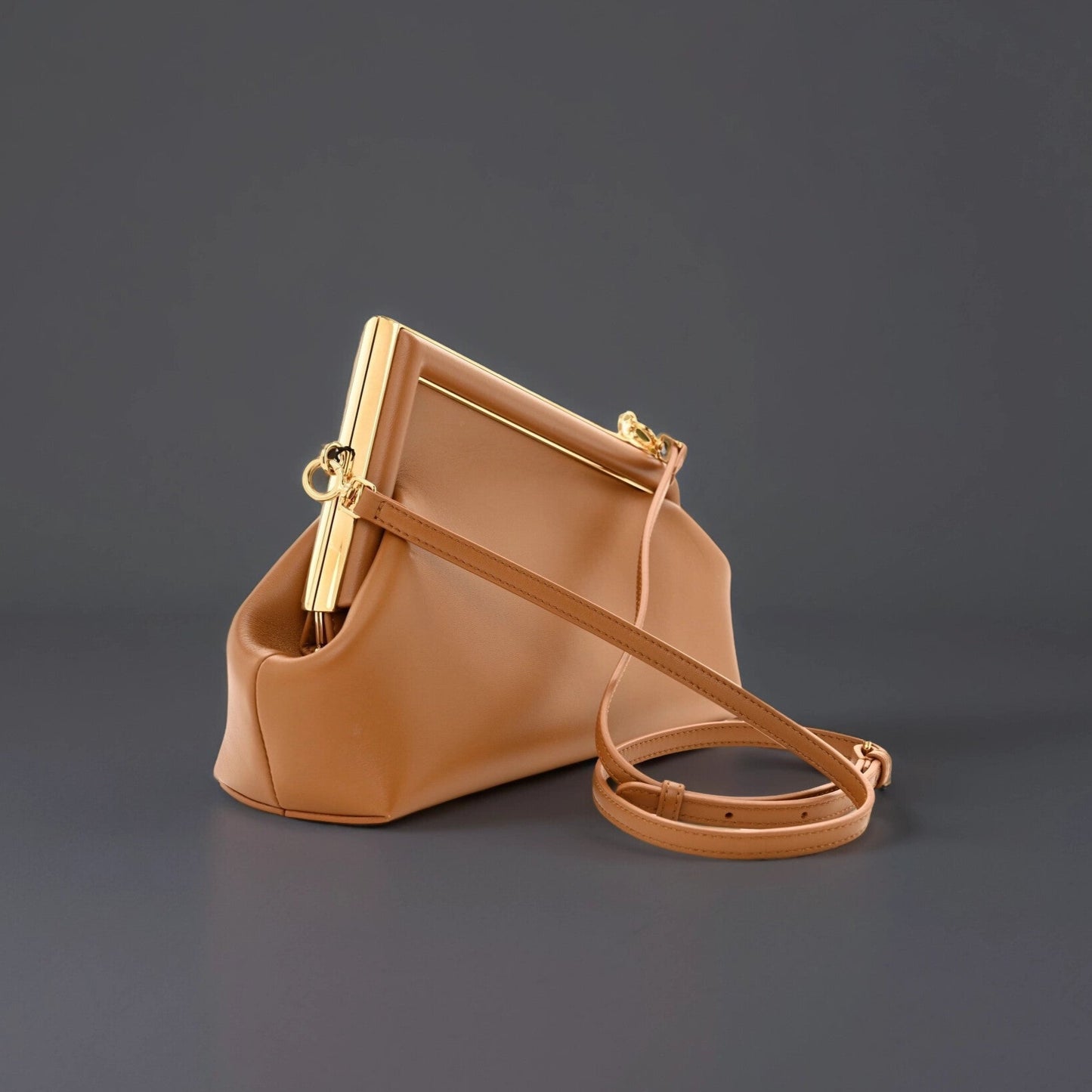 Shiny Nappa Small Fendi First Caramello