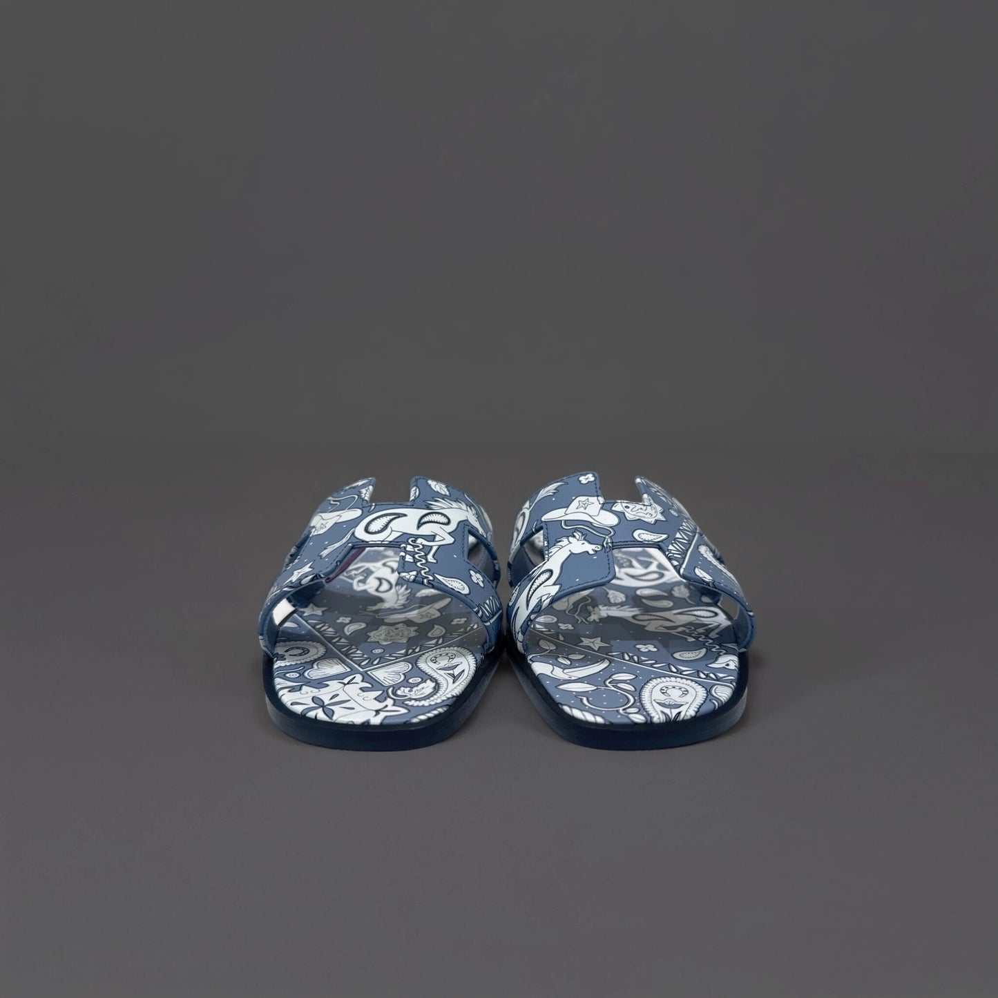 Oran Hermès Sandals 38.5 Leather blue