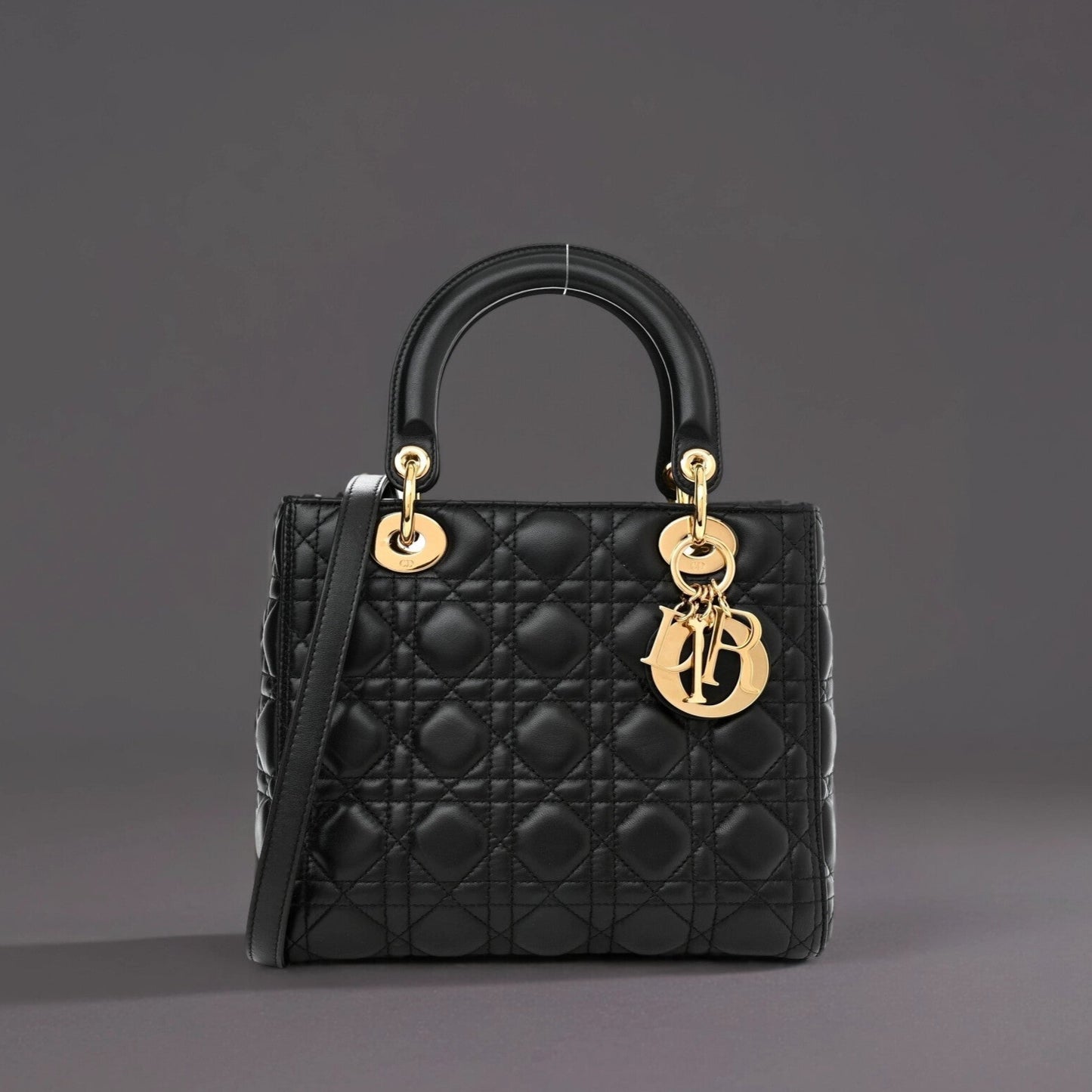 Lambskin Cannage Medium Lady Dior Black