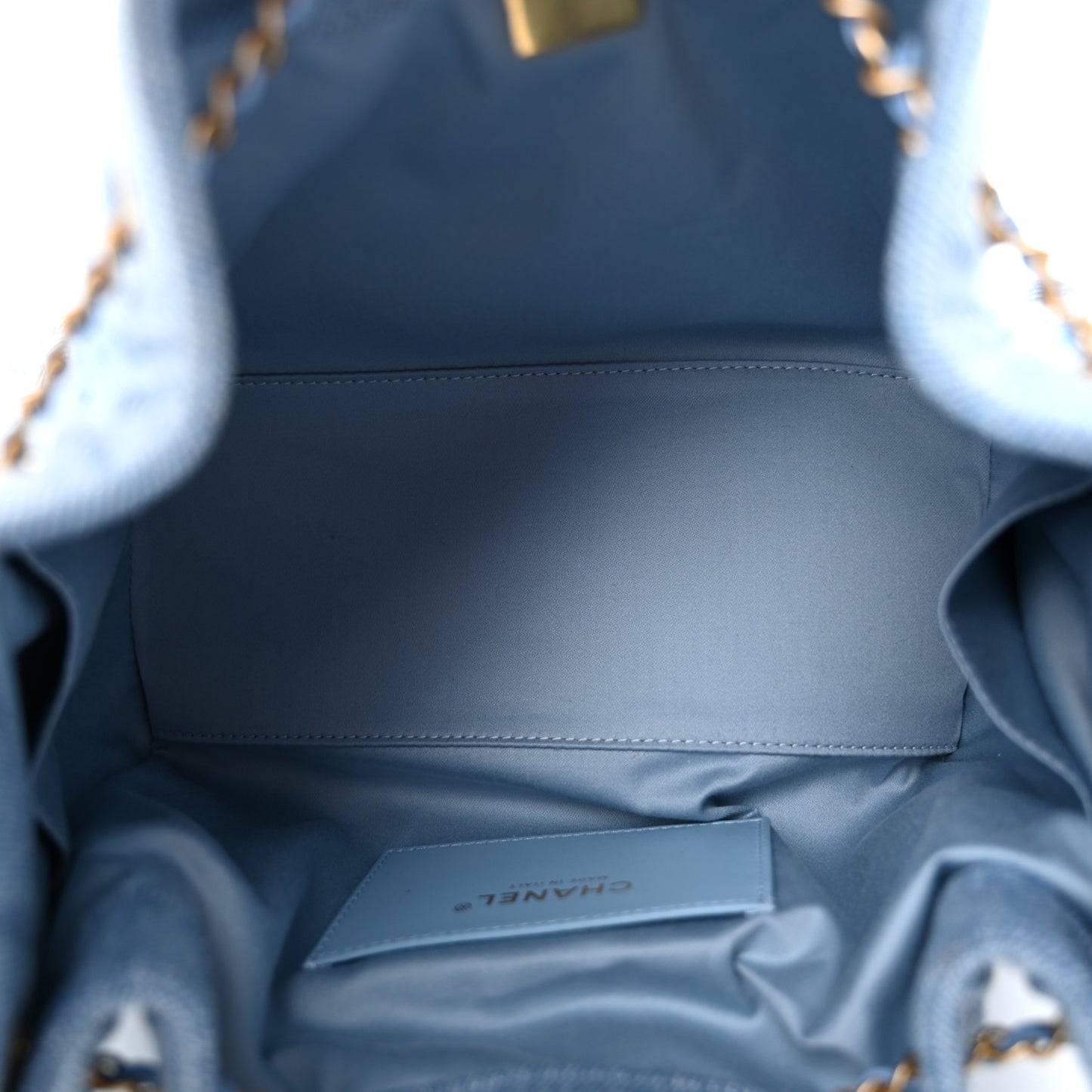 Denim Quilted Small Chanel 25 Handbag Blue