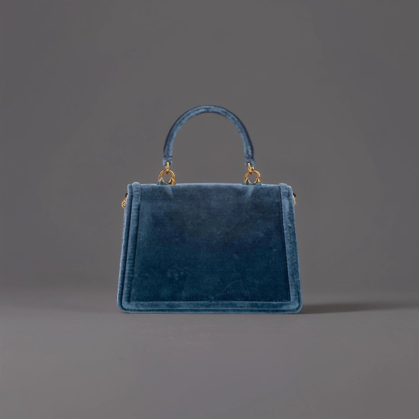 Dolce&Gabbana Blue Small Devotion Velvet Satchel