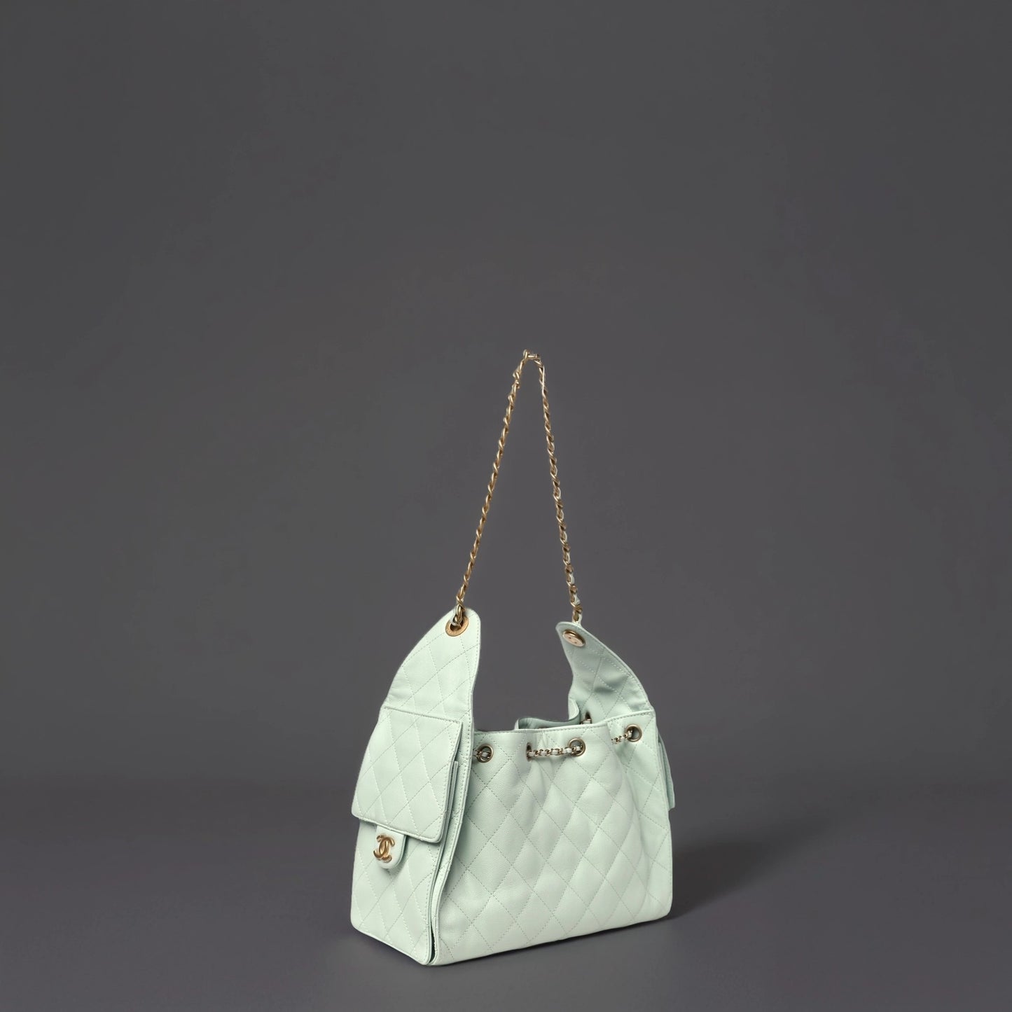 Caviar Quilted Small Chanel 25 Handbag Light Green