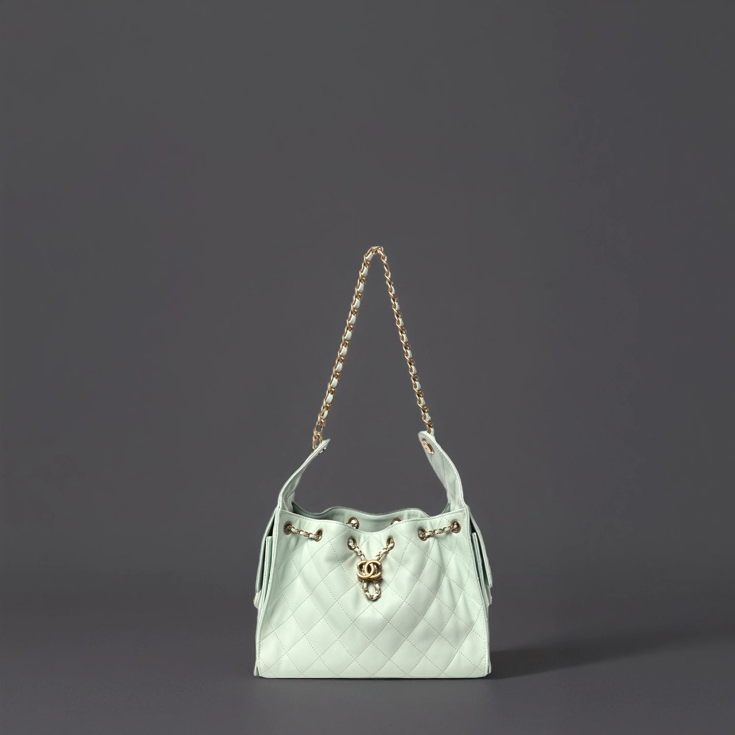 Caviar Quilted Small Chanel 25 Handbag Light Green