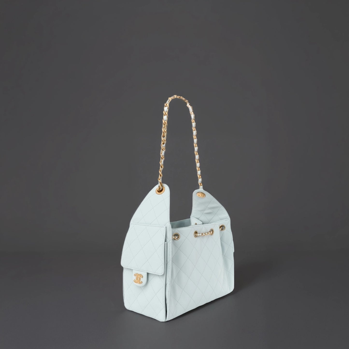 Caviar Quilted Small Chanel 25 Handbag Light Blue