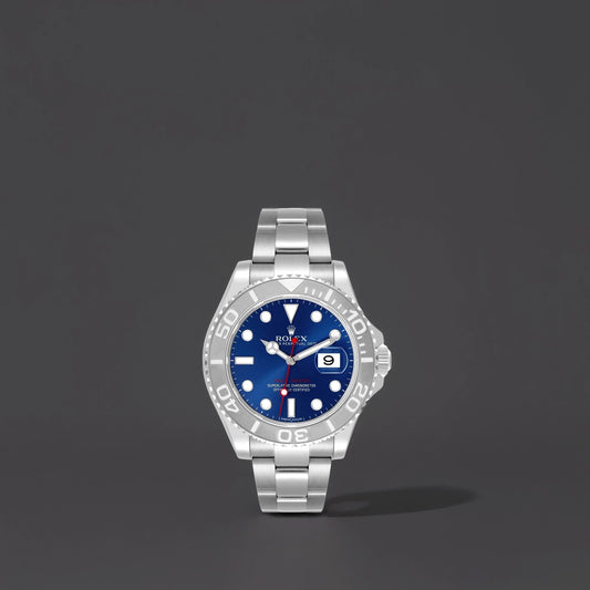 Rolex Yachtmaster Steel Platinum Blue Dial Mens Watch