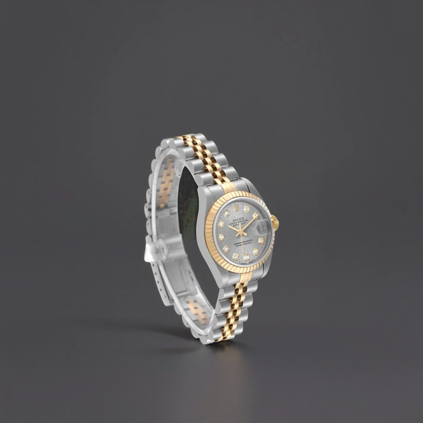Rolex Datejust 26mm Steel Yellow Gold Slate Diamond Dial Watch