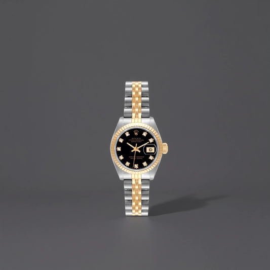 Rolex Datejust 26 Steel Yellow Gold Black Diamond Dial Ladies Watch