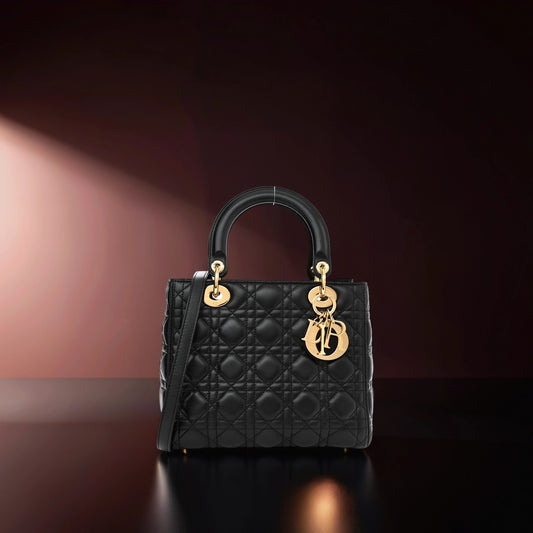Lambskin Cannage Medium Lady Dior Black