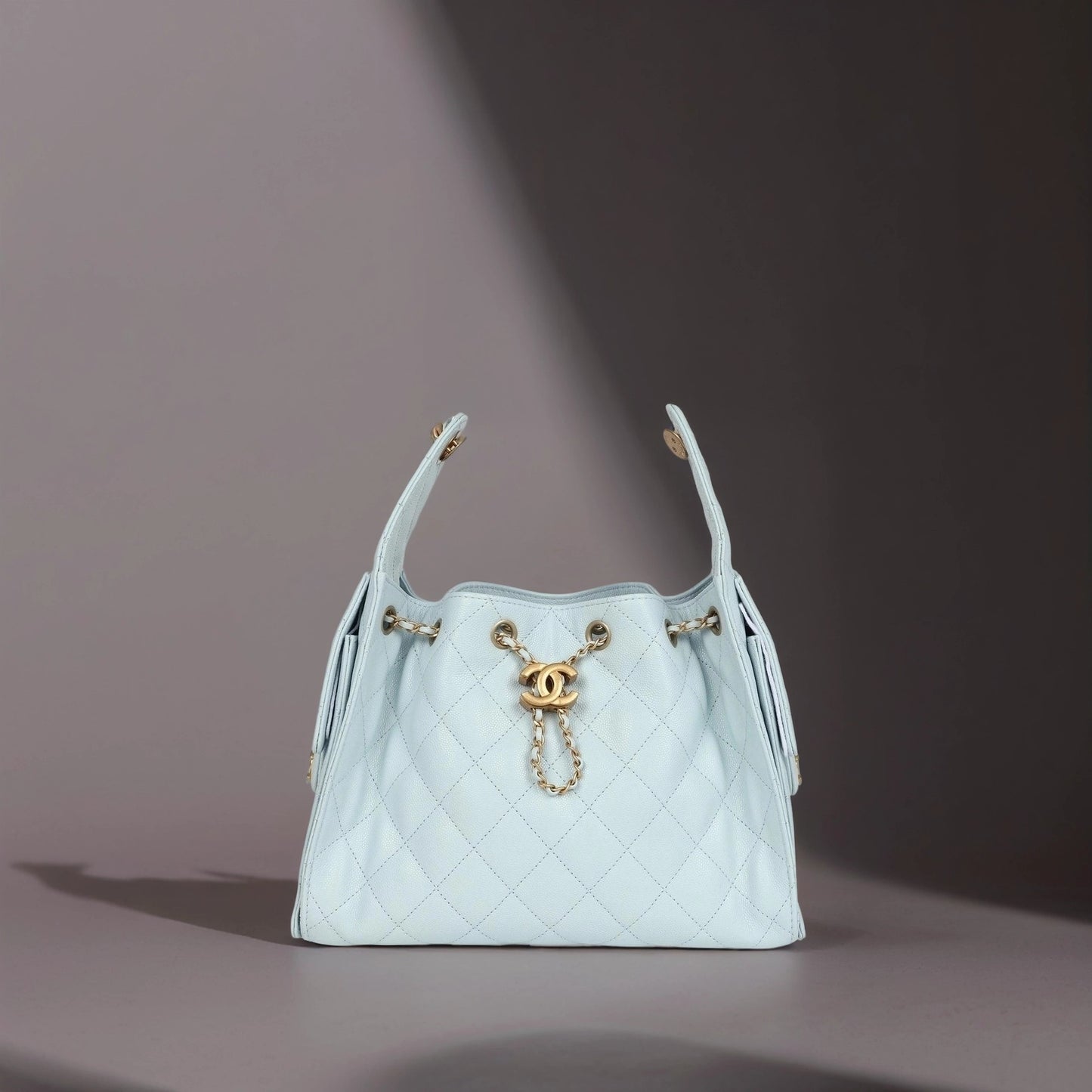 Caviar Quilted Small Chanel 25 Handbag Light Blue
