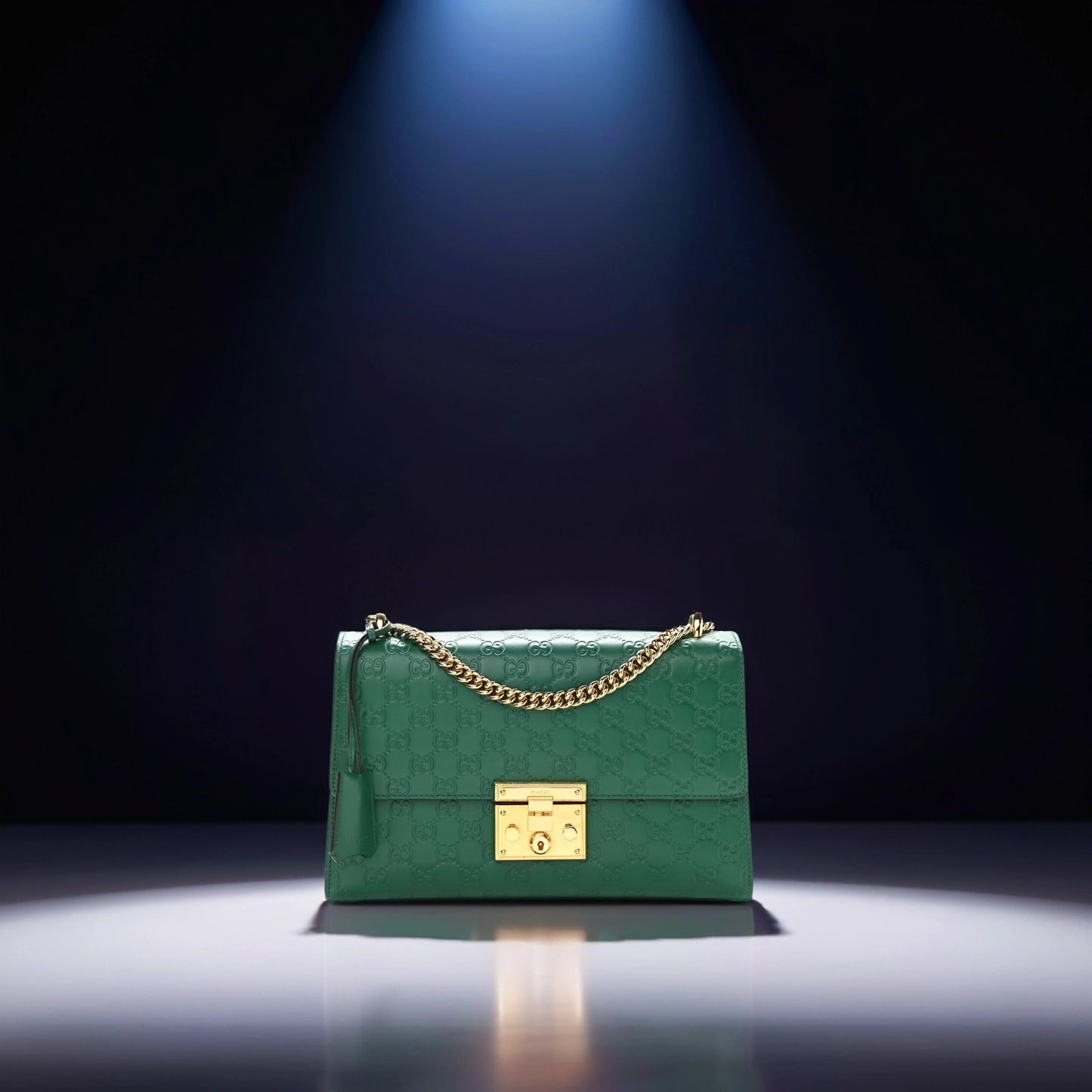 Guccissima Medium Padlock Shoulder Bag Emerald