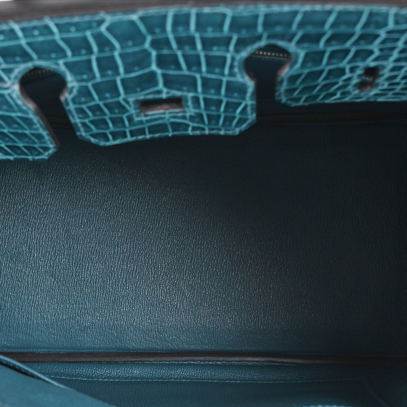 Shiny Porosus Crocodile Birkin 25 Vert Bosphore