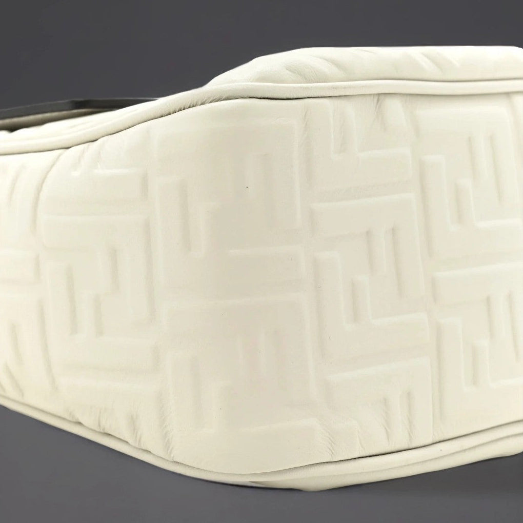 Nappa Small FF Embossed Large Chain Baguette White