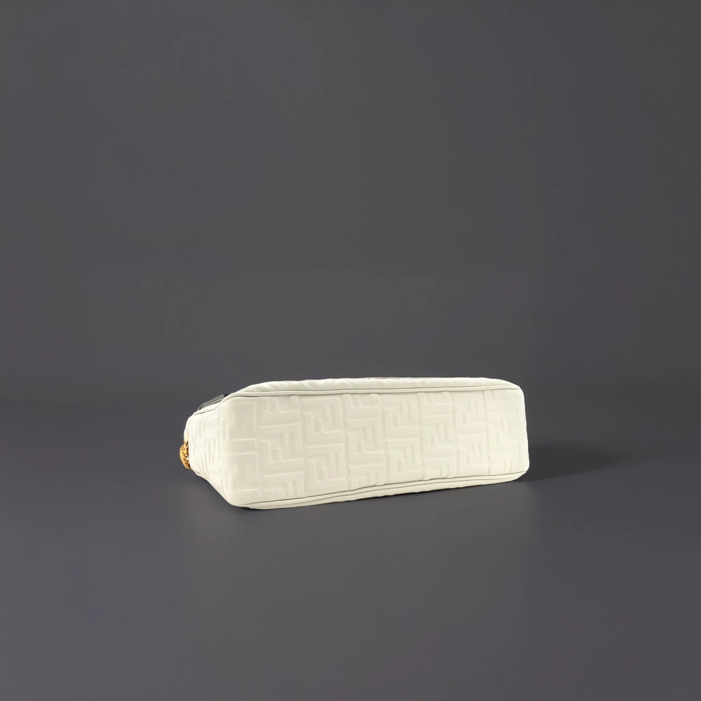 Nappa Small FF Embossed Large Chain Baguette White