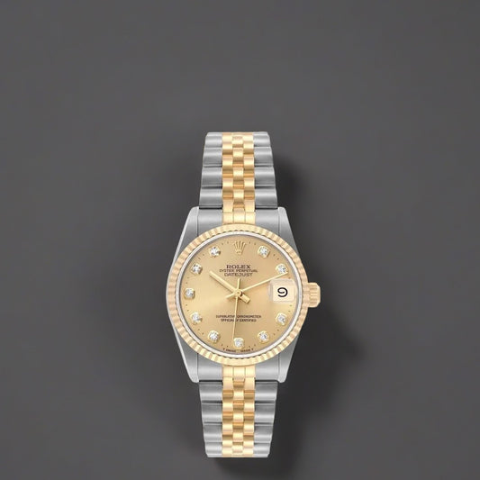 Rolex Datejust 31 Midsize Steel Yellow Gold Diamond Dial Watch
