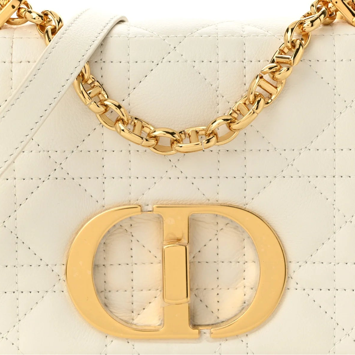 Lambskin Cannage Small Caro Bag Ivory