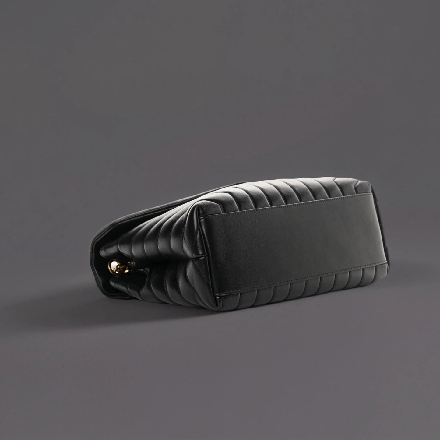 Calfskin Y Quilted Monogram Medium Loulou Chain Satchel Black