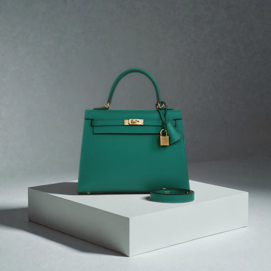 Kelly Sellier 25 Vert Jade Epsom Gold Hardware