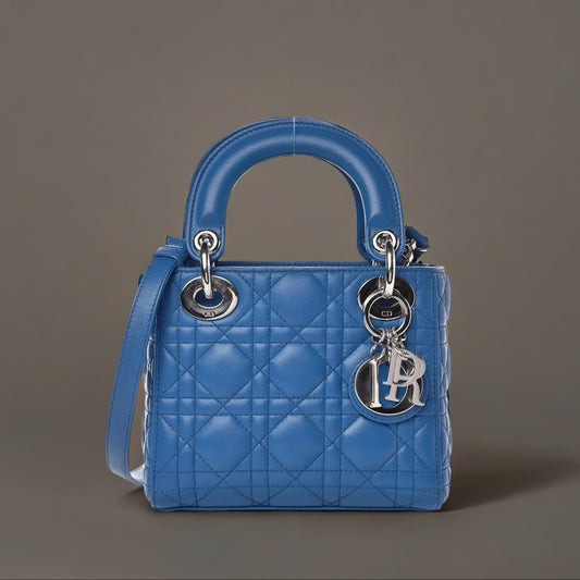 Lambskin Cannage Mini Lady Dior Blue