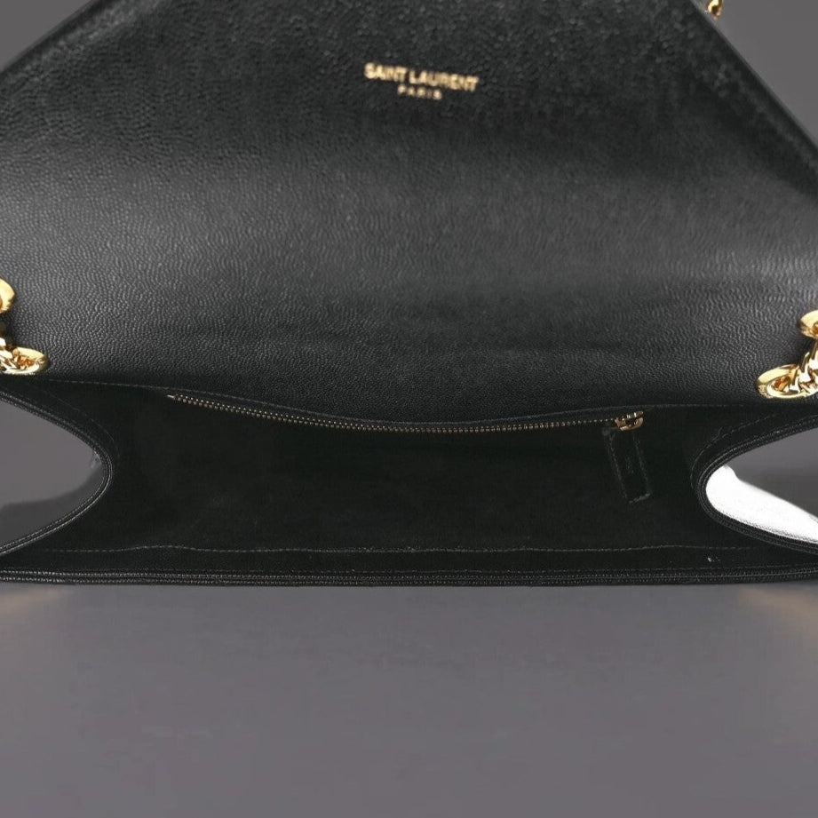 Grain De Poudre Matelasse Chevron Large Monogram Satchel Black