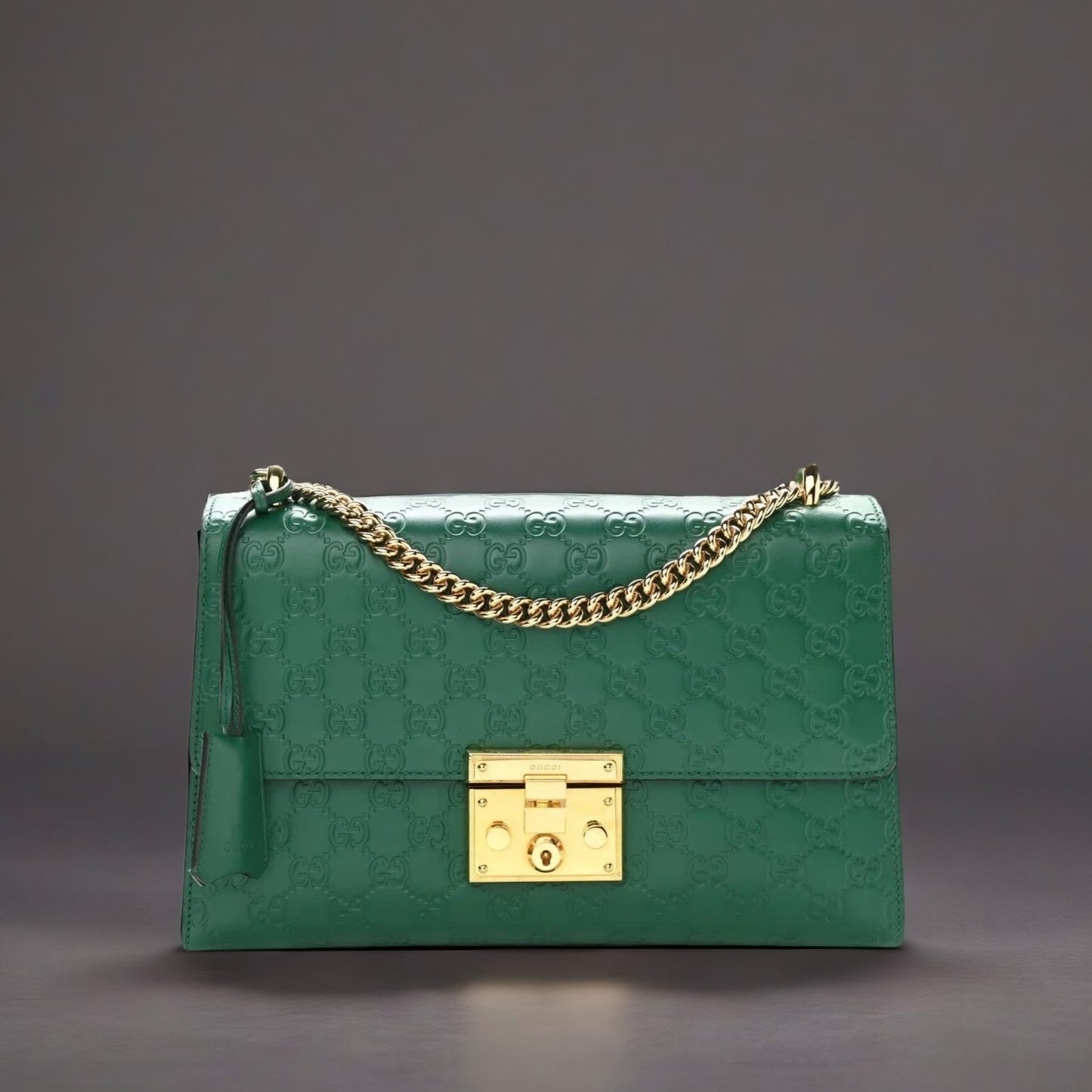 Guccissima Medium Padlock Shoulder Bag Emerald