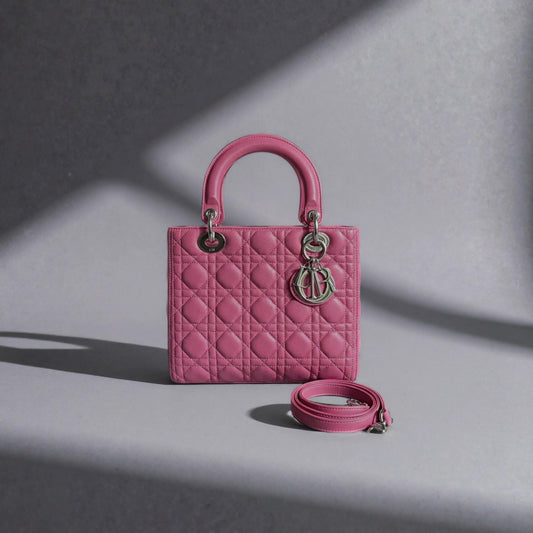 Lambskin Cannage Medium Lady Dior Pink