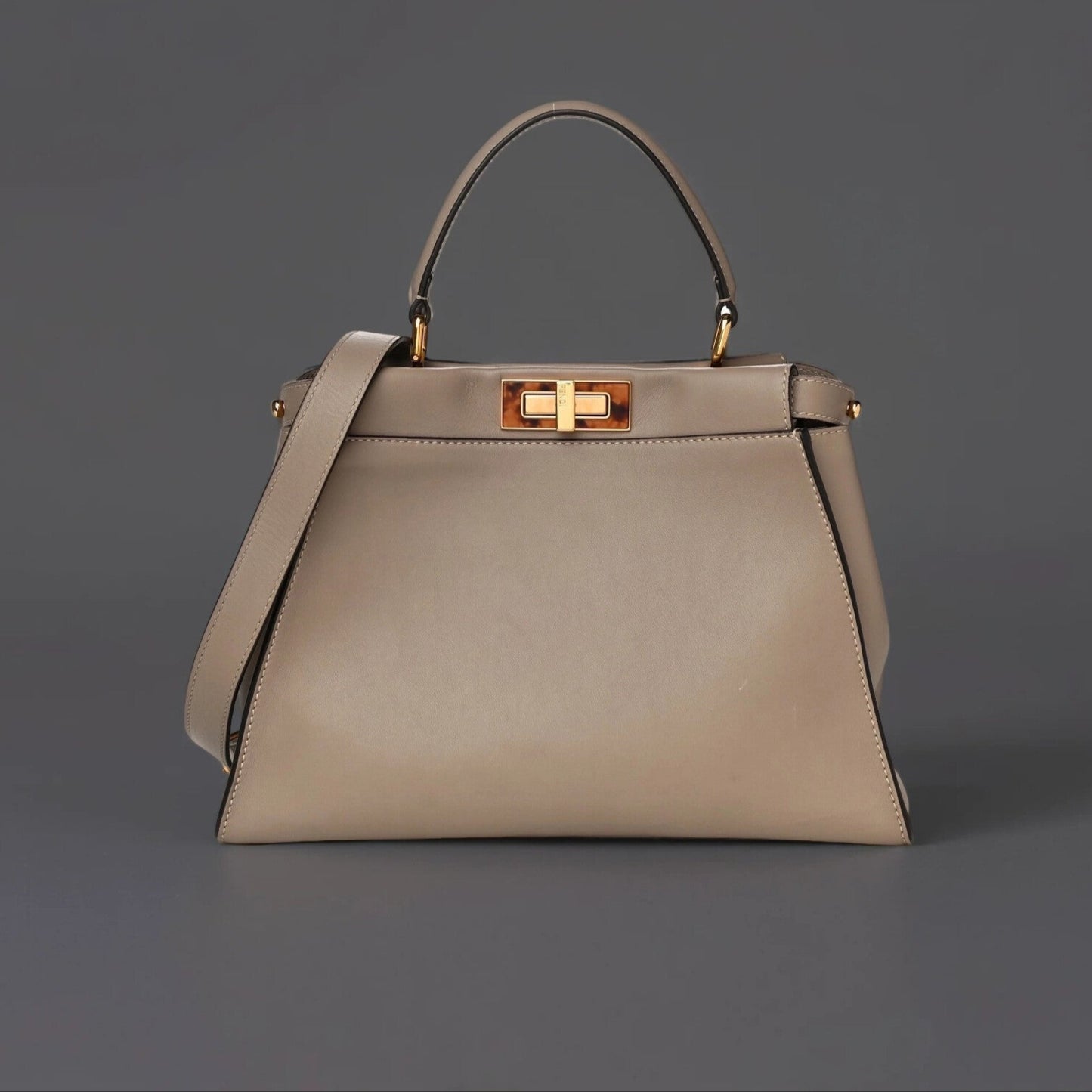 Silk Calfskin Plexi Tortoise Medium Peekaboo Iconic Satchel Dove