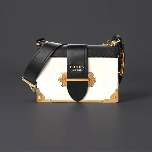 City Calf Saffiano Cahier Bag Talco Black