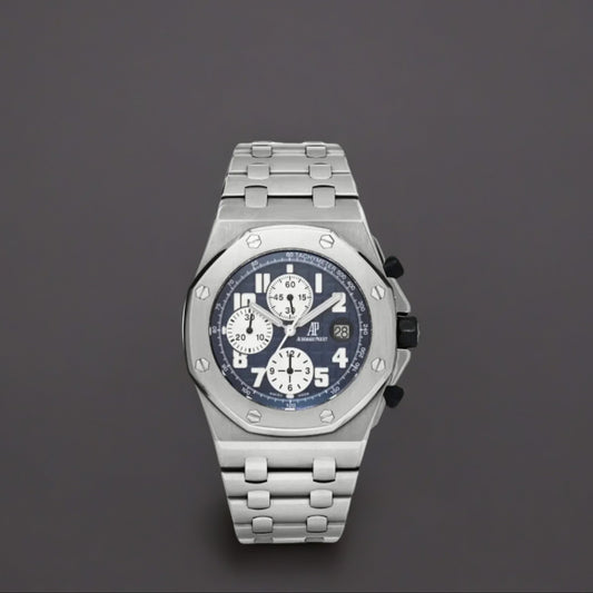Stainless Steel 42mm Royal Oak Offshore Chronograph Automatic Watch Blue
