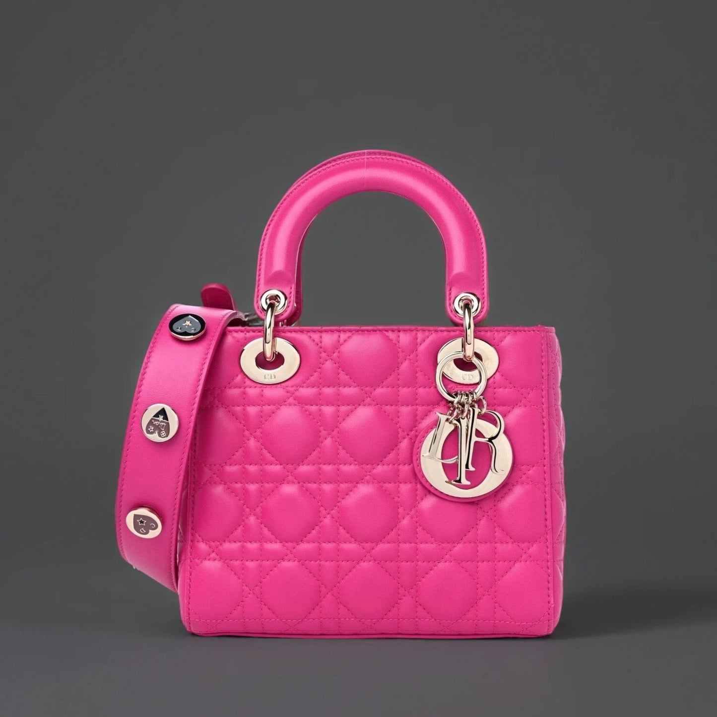 Lambskin Cannage Small Lucky Badges My Lady Dior Magenta