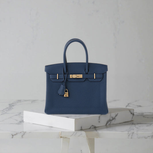 Togo Birkin 30 Blue Tie