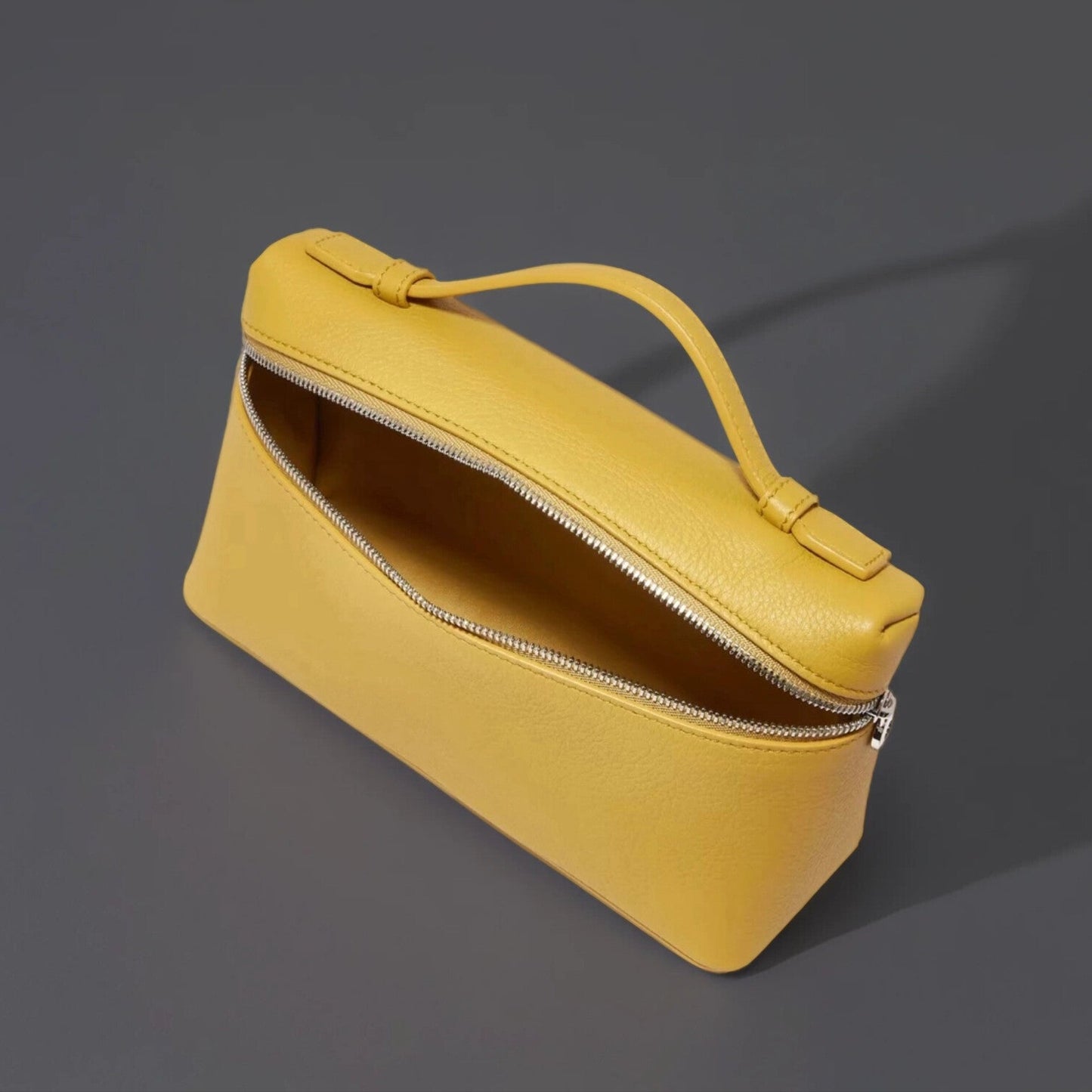 LORO PIANA Grained Calfskin L19 Extra Pocket Pouch Yellow