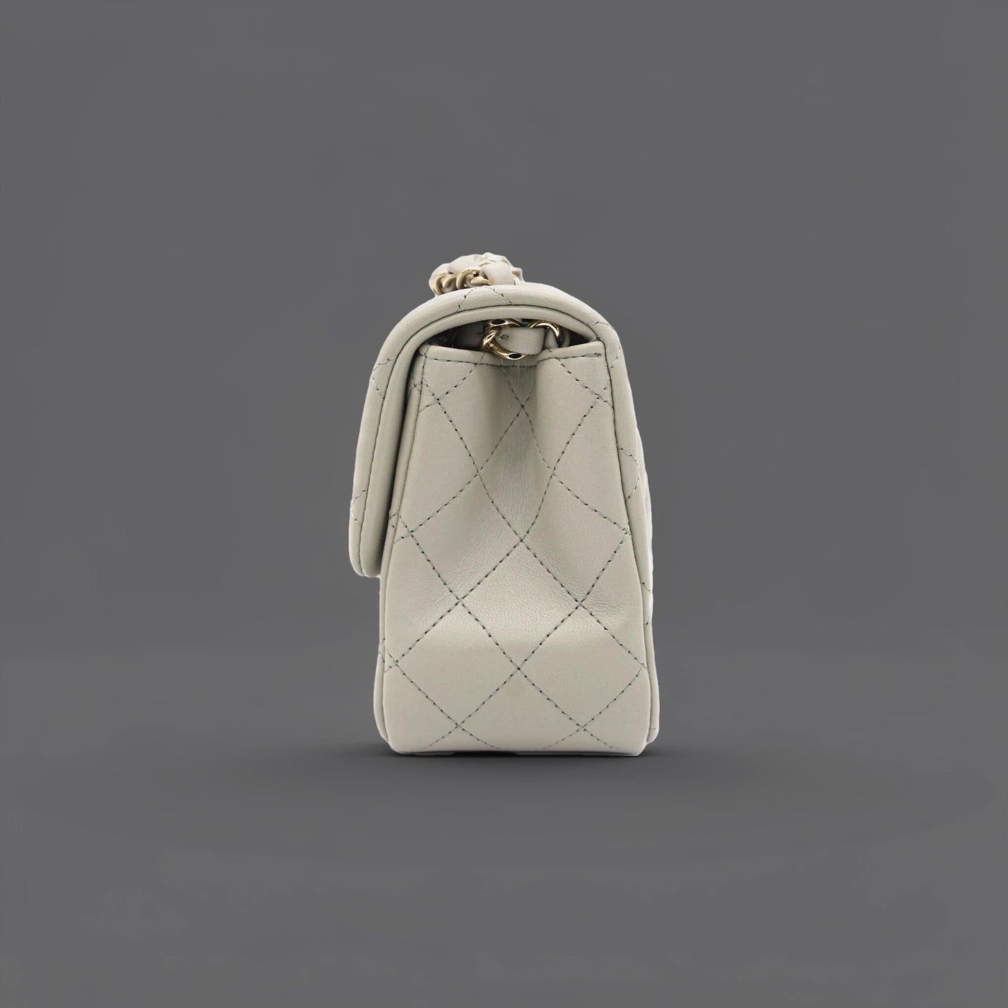 Lambskin Quilted Mini Square Flap Grey
