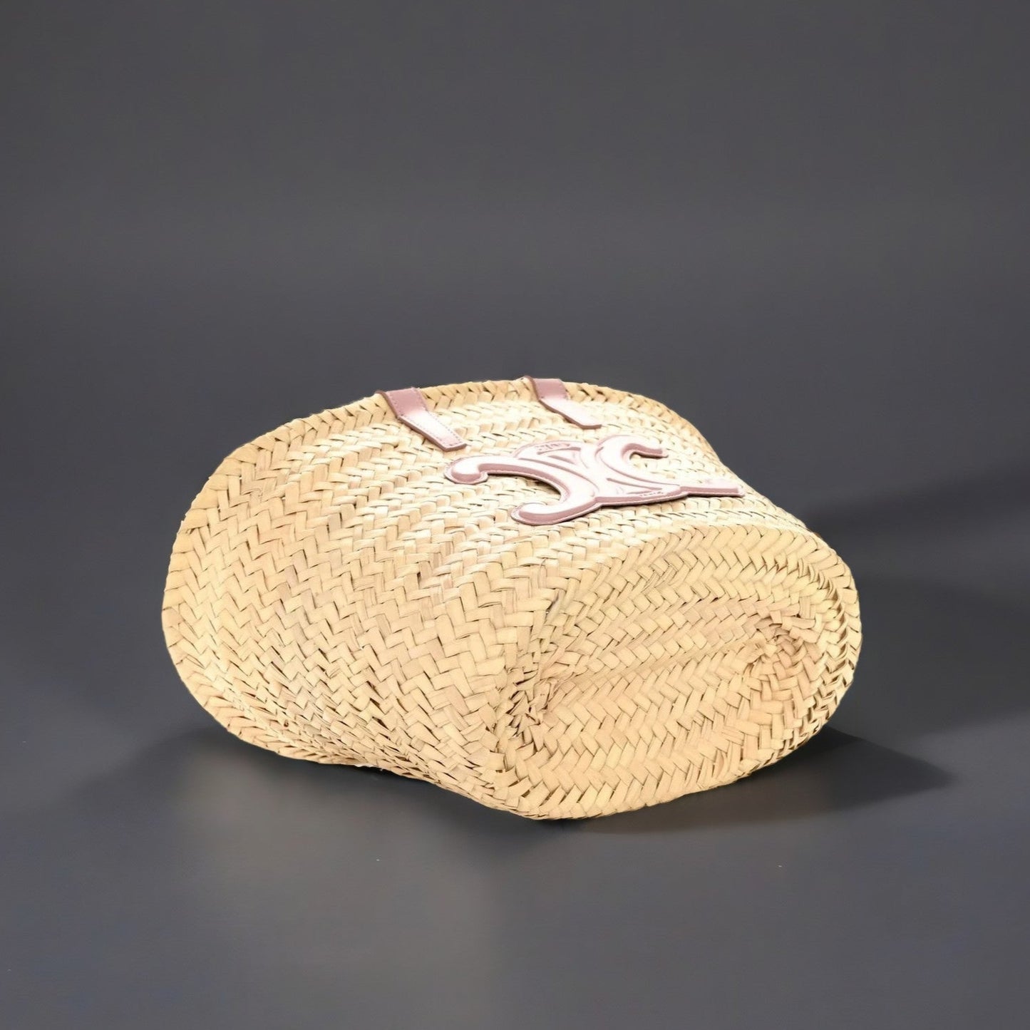 Raffia Calfskin Triomphe Teen Panier Vintage Pink