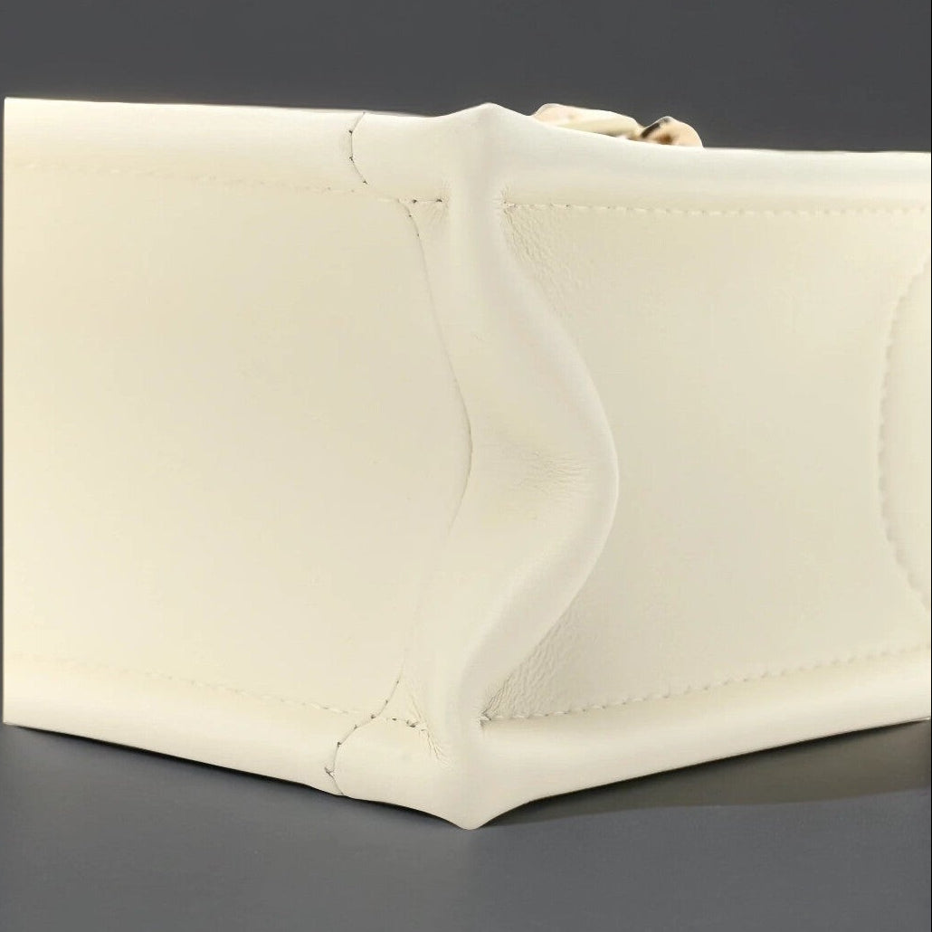 Calfskin Macrocannage Mini Book Tote White