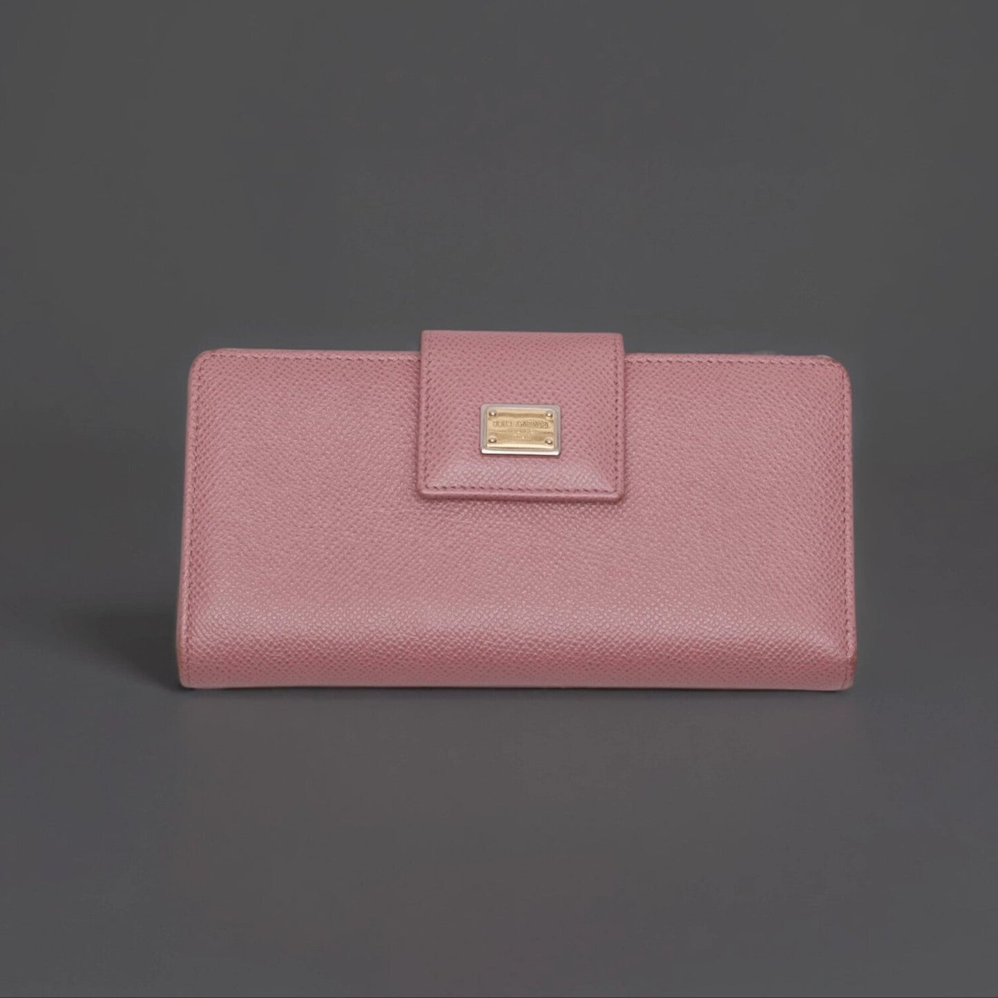 Pink Leather Long Trifold Wallet
