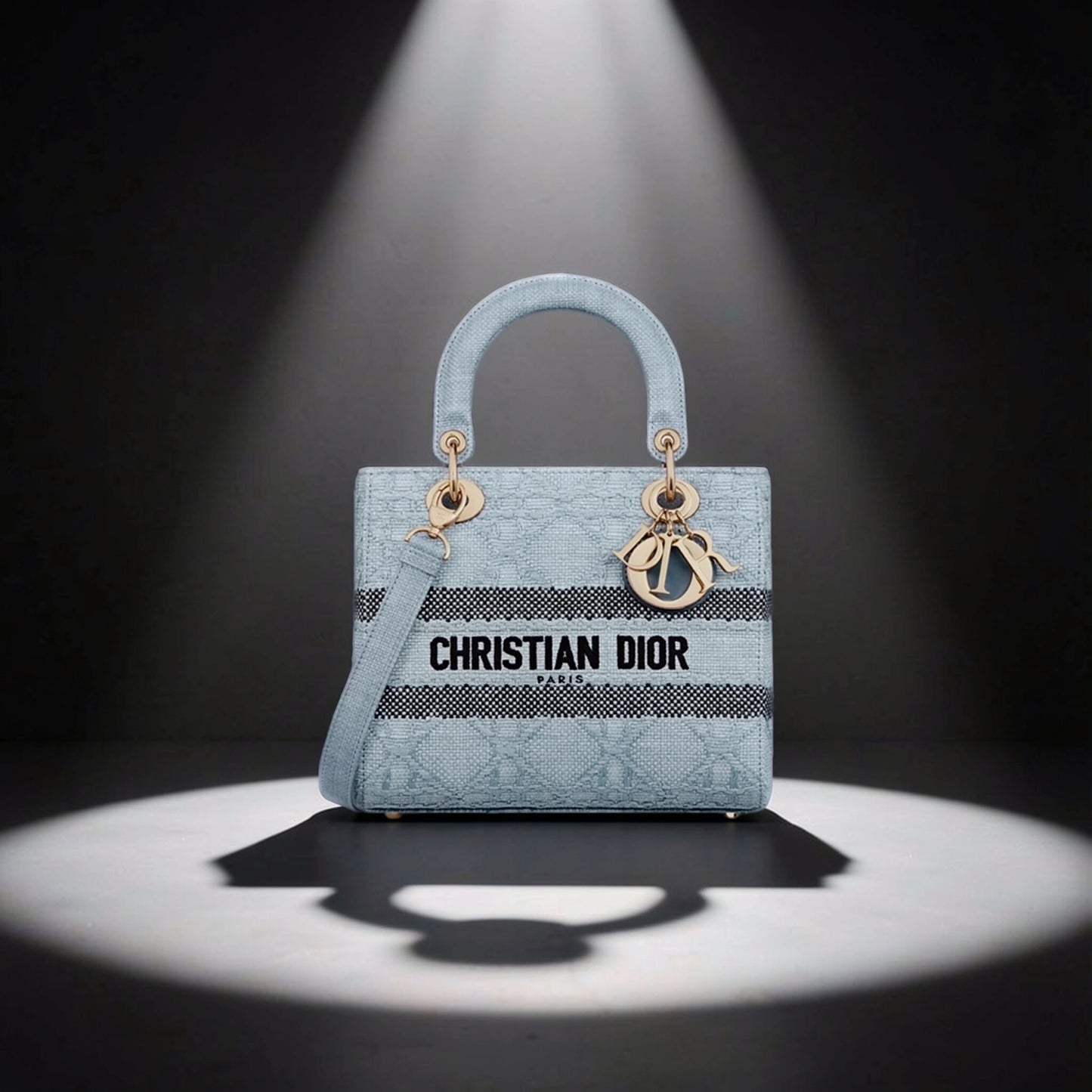 Lady Dior Light Raffia Blue Black Champagne Ladies