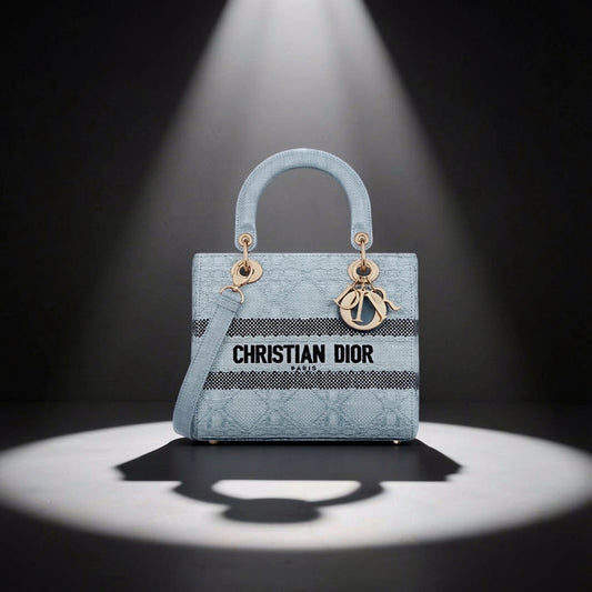Lady Dior Light Raffia Blue Black Champagne Ladies