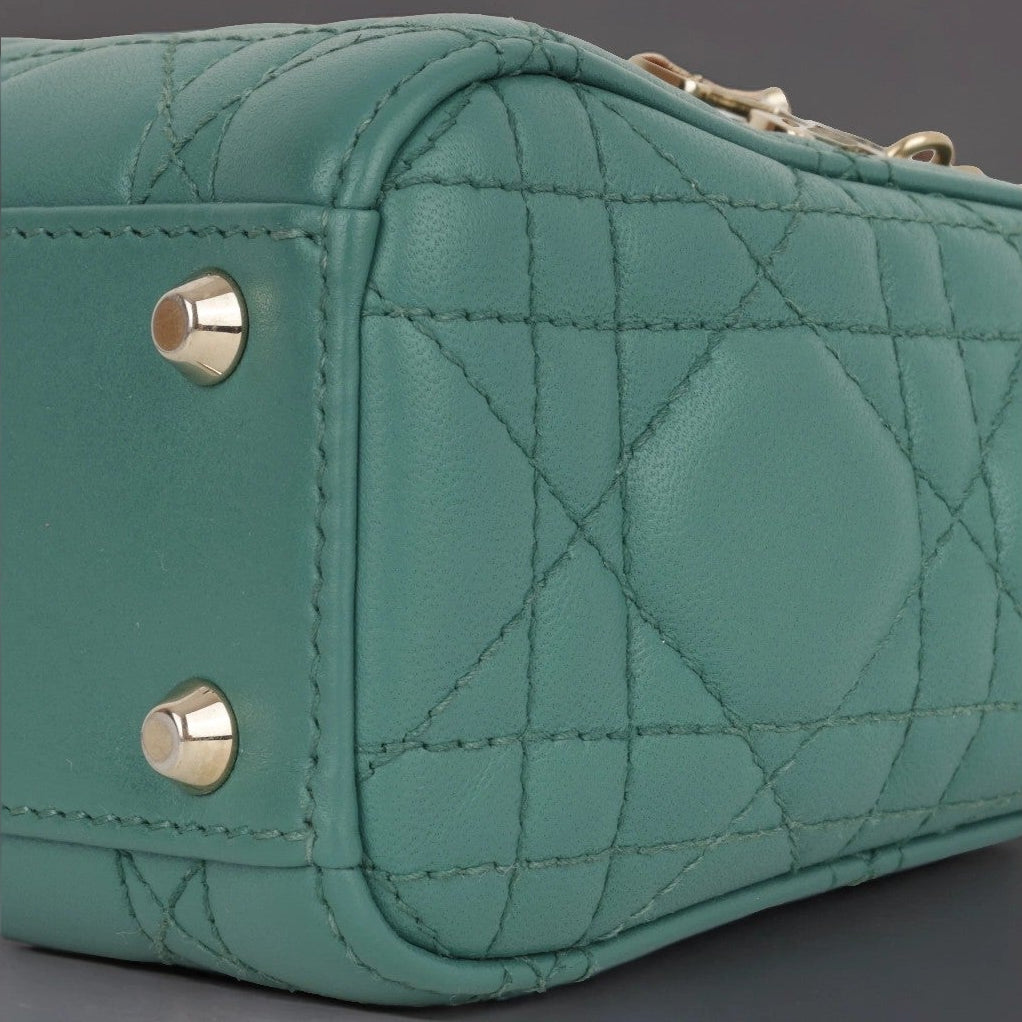 Lambskin Cannage Mini Lady Dior Green