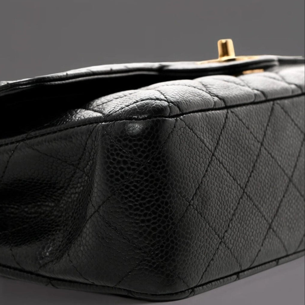 Caviar Quilted Medium Double Flap Black
