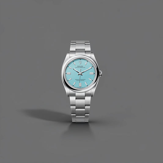 Rolex Tiffany Stainless Steel Oyster Perpetual Watch Turquoise