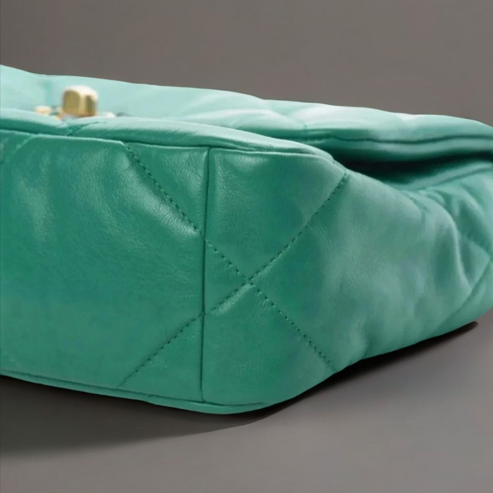 Lambskin Quilted Medium Chanel 19 Flap Green