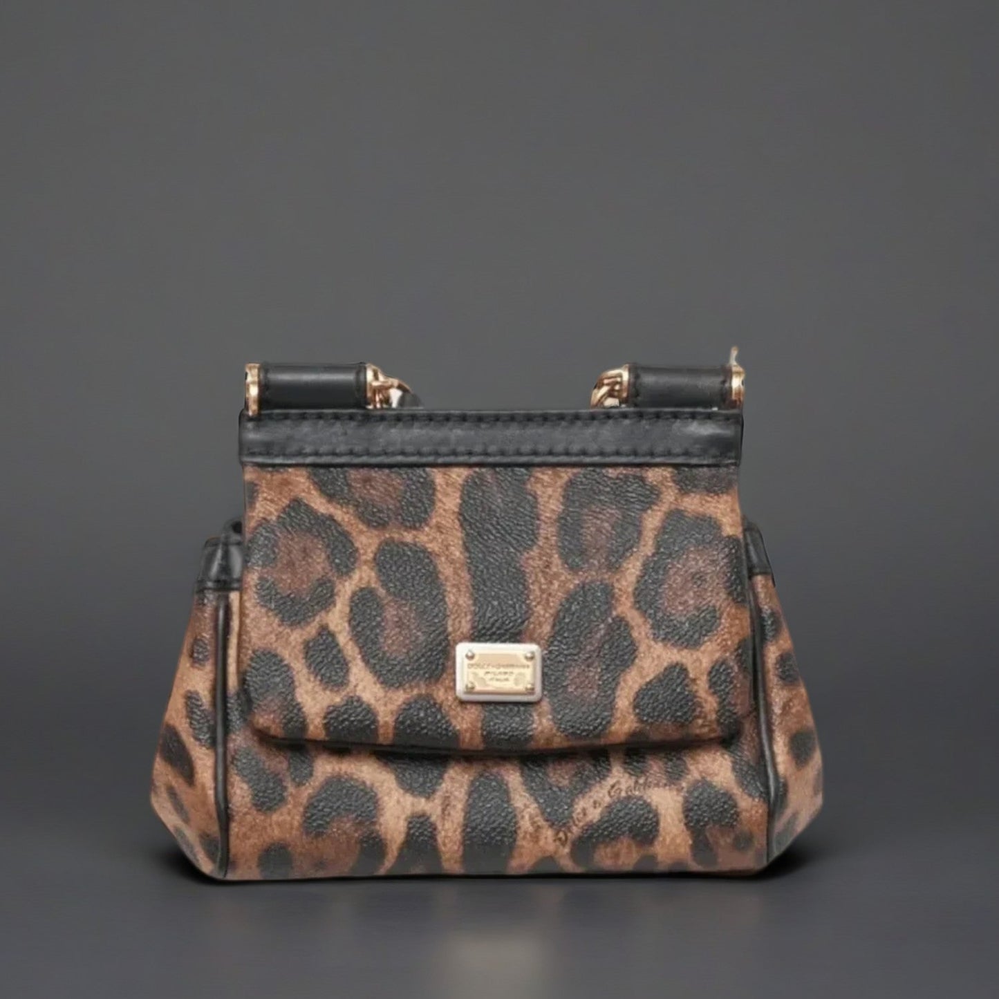 Leopard Print Leather MIni Miss Sicily Top Handle Bag